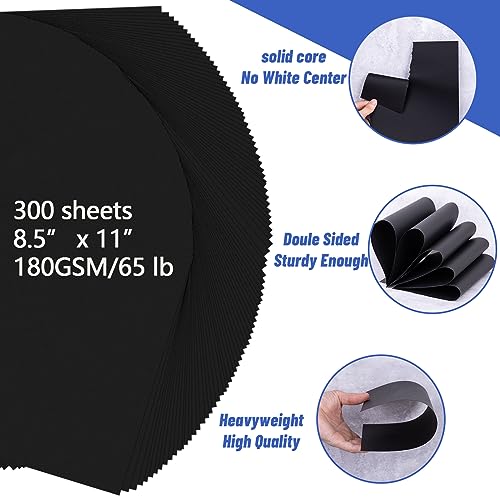 Image of Black Cardstock Paper 8.5'' x 11'', 300 Sheets 180gsm /65 lb Black Printer Cover Card Stock, Premium Heavy Construction Paper for Card Making Printing Craft Drawing Scrapbooking Cutting