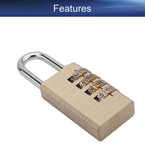 Image of 4 Digit Combination Padlock Solid Brass Padlock Heavy Duty Combination Lock Big 4 Rounds for Indoor and Outdoor Small Safety Luggage 2Pcs