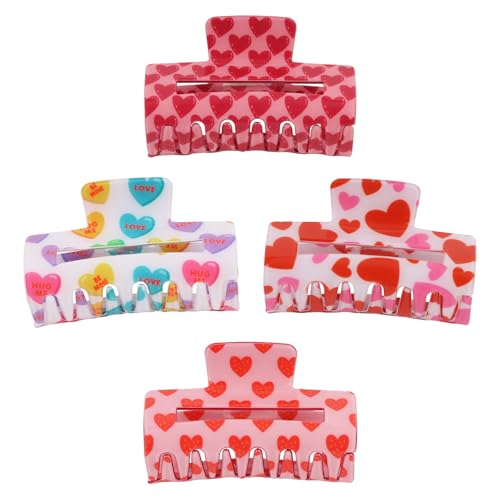 4 Pack Valentines Day Heart Hair Clips for Women Hair Claw Clips ...