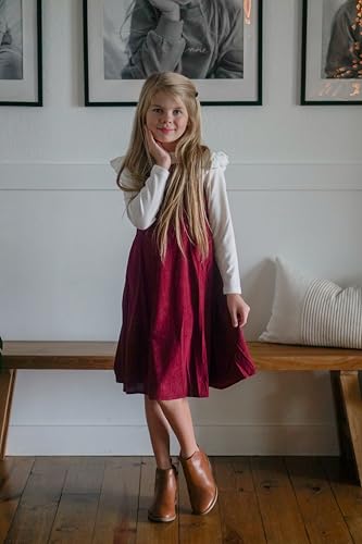 Image of HIHA Little Girls Adjustable Corduroy Pinafore Overall Dress Set Size 6-12