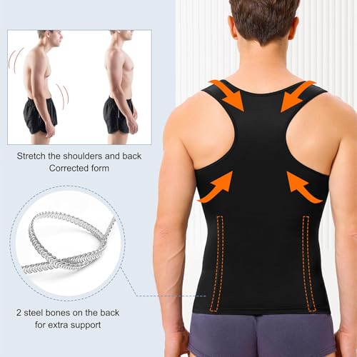 Men’s Compression Shapewear Tank Top Tummy Control Girdle Vest Tight Shirt for Body Shaper Slimming Underwear Workout4