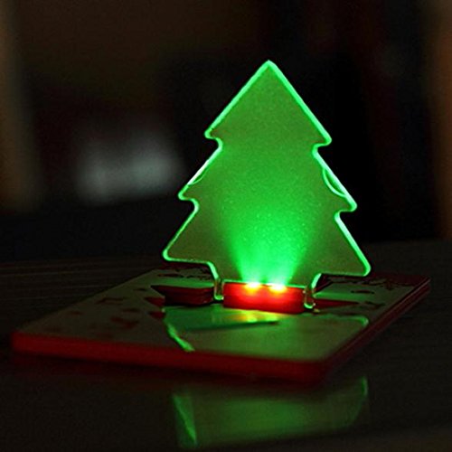 HKBAYI 5PCS/lot 5X Xmas Tree Shape LED Pocket lamp,Mini Portable Folding led Pocket Wallet Credit Card Light Merry Christmas Tree (Green)