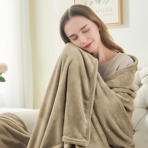 Image of BEDELITE Fleece Blanket Queen Size Camel Throw Blankets for Couch & Bed, Luxury Plush Cozy Fuzzy Blanket 90x90 inches, Super Soft Warm Lightweight Throw Blanket for Travel Camping
