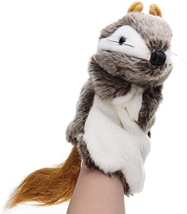 SKNSM Funny Squirrel Plush Hand Puppet,27CM Stuffed Animal Squirrel Fairy Tales Hand Puppet Classic Children Figure Toys Plush Animal for gift from (Color : Gray)