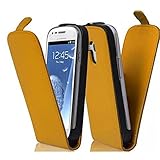 cadorabo Coque pour Samsung Galaxy S3 Mini en Jaune   Housse Protection en Style Flip en Similicuir Lisse   Etui Poche Folio Case Cover
