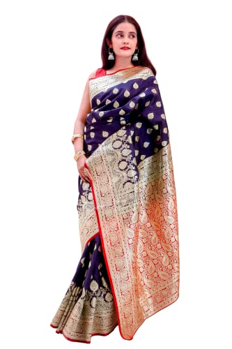 Image of Rameshwaram Fabrics Women's Banarasi Satin Saree With Blouse Piece