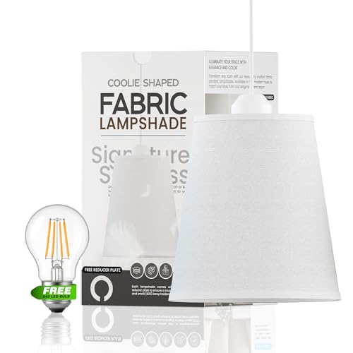 Image of LEDSone Off-White Linen Coolie Lampshade 16cm E27 Easy Fit Ceiling Pendant