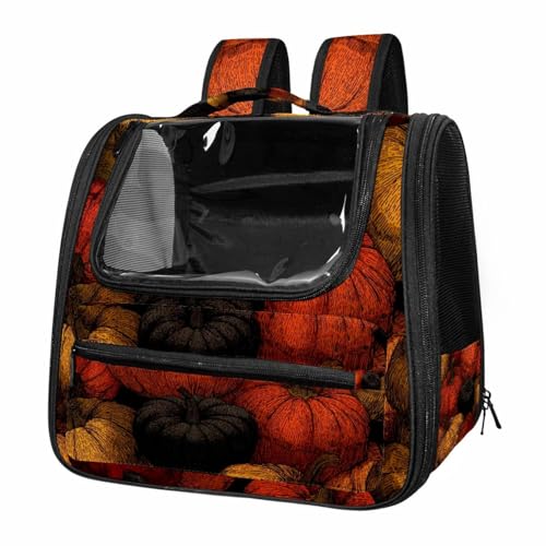 otnrnondcl Halloween Pumpkin (4) Cat Backpack Carrier, Large Pet Backpack for Medium Small Dog Cat Puppy Kitty Bunny