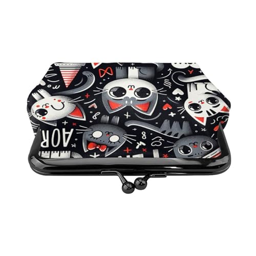 Pu Leather Buckle Coin Purse Kawaii-Kittens-Cats-Love Girls Kiss-Lock Change Purse Wallets2