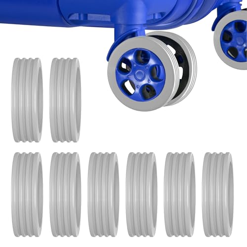 TARKDAK Copriruota per Valigia da 8 Pezzi, Copriruota per Valigia in Silicone, Copriruota per Valigia per Bagagli con Riduzione del Rumore, Grigio