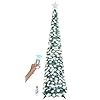 6 ft pop up christmas tree with timer lights blue tinsel artificial christmas tree with snowflake ornaments pencil christmas tree collapsible tree for indoor home office party  urban country home decor