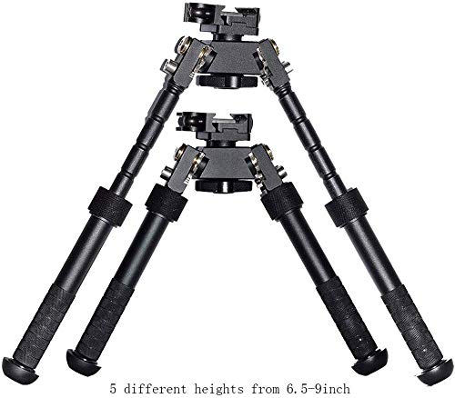 N/C Le bipied V8 Airsoft Peut être incliné à 360 degrés, Le bipied de Chasse 6.5-9 Pouces réglable Le Rail de glissière Tactique Picatinny Peut être plié, Le trépied réglable + Les Pointes