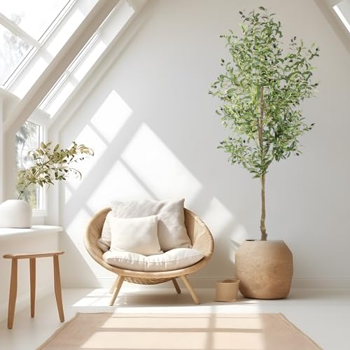 AnTing 7FT Artificial Olive Tree Faux Olive 1656Leaves and 92Fruits