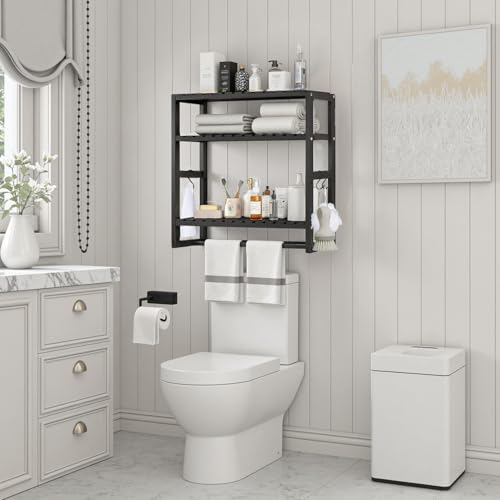 La mejor selección de Muebles de baño , tabla con los diez mejores. 49 Estante Para Baño Sobre Inodoro, Mueble Para Baño Organizador Regulable En Altura, Organizador de baño Con 8 Ganchos, Materiales 100% Naturales, Estante De Almacenamiento De...