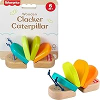 Fisher-Price Wood Baby Toy Clacker Caterpillar, Wooden Rattle Sensory Activity for Developmental Play Infants Ages 6+ Months