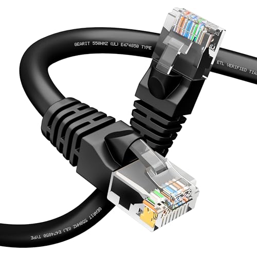 GEARit Cat 6 Ethernet Cable Pack - 1-Pack 100 ft Cat6 Ethernet Patch Cables | RJ45 Network Patch Cable, 10 Gbps Snagless Gold-Plated Connectors - Ethernet Cable Cat 6 for PC, TV, Router - Black
