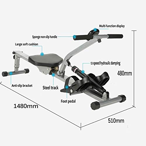 Image of Rowing Machines Rowing Machine Foldable Indoor Aerobics Hydraulic Rower Trainer 12 Resistance Adjustment Apply to Indoor