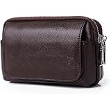 junbseメンズ 本革 スマホバッグ 小物入れ 工具入れ 小物収納バッグ ウエストバッグ スマホバッグ 小型 ショルダーバッグ 小物収納 横型 縦型 おしゃれ シンプル (横型,コーヒー色)