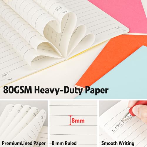 Petits blocs-notes lignés à couverture colorée, 10 couleurs de mini carnets de poche