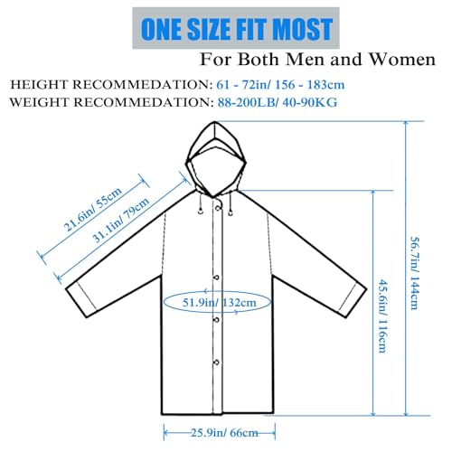 Image of Reusable Raincoats for Adults, 2 Pcs Rain Ponchos Emergency for Women Men with Hood and Drawstring