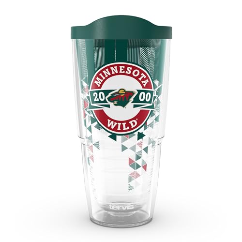 Tervis Classic Tritan 24oz Classic Tumbler with Travel Lid | NHL® Minnesota Wild® - Shatter | Made in America, BPA/PFAS Free, Keeps Drinks Hot or Cold