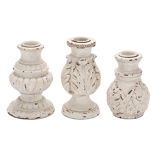 NIKKY HOME Taper Candle Holders Set of 3, Vintage Candle Stand Decorative Resin Candlestick for Wedding Party Mantle Fireplace Dining Room Table Centerpieces Decor