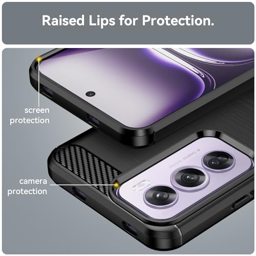Image of NPRC Hybrid Ultra Slim Protective Case TPU Non-Slip Carbon Fiber Texture Shockproof Case Cover for Reno 12 - Black