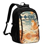 WZYCWB Gerbera Art Printed laptop backpack, men's commuter USB backpack, suitable for commuting to work, Funny Tengu, One Size