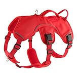 Snootiful Hound Sighthound Harness for Greyhounds, Whippets & Lurchers – Escape Proof Padded 3-Point Dog Harness - Secure Fit, No Pull Harness For Deep-Chested Breeds (Red, Medium)