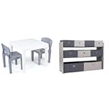 Humble Crew Kids Plastic Table&comma; Chairs and Toy Storage Organizer Set