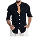 Camicia Slim Fit Maniche Lungo Uomo Camicia Top Uomo Moda Casual Tinta Unita Colletto Cardigan Manica Lunga (XXL,2marina Militare)