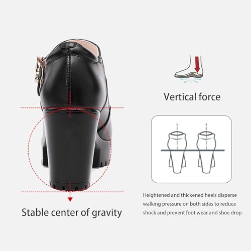 Chunky Heel Platform Mary Jane Shoes for Women's Fashion Round Toe MID Block Heel Anti-Slip Lug Sole Comfortable Pumps with Adjustable Ankle Strap for Work Party Office4