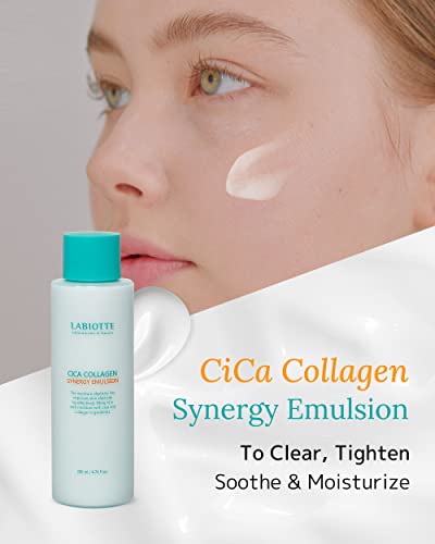 Labiotte Cica Collagen Emulsion 6.76 Fl Oz| Beauty Hydrating Face Cream | Collagen Moisturizer & Skin Tightening Cream | Korean Beauty Organic Skin Care Collagen | Collagen Emulsion Day & Night Cream #TOP1