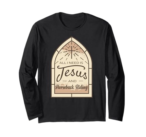 Amo Gesù e Cavallo Equitazione Amante Cavallo Christian Maglia a Manica