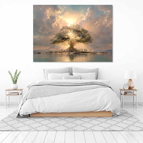 Arbre de Vie impression sur toile decoration murale moderne salon tableau blanc 50x70