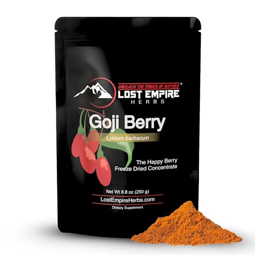 Organic Goji Berry Powder | Freeze Dried Concentrate | High in Antioxidants | Lost Empire Herbs (250 Grams)