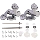 Deskbloom Toilet Seat Hinges Replacement Parts Toilet Lid Fixing With Soft Close Mechanism Wobble-Free Silver Finish Bathroom Hardware Upgrade(A)
