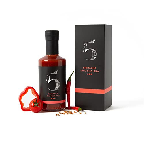 Salsa sriracha gourmet galardonada – Salsa sriracha superalimento en botella de vidrio de 200 ml – Sriracha saludable de Chilli No. 5 – Deliciosa salsa picante Sriracha – Salsa Sriracha en embalaje