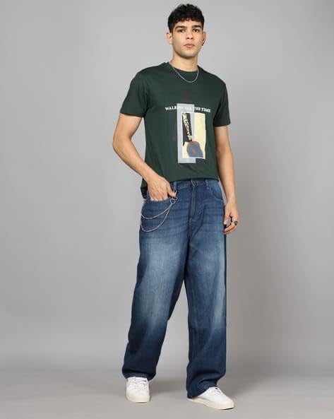 Image of M Q Denim Men's Straight Fit Jeans | Mid Wash Whisker Spray | Comfortable Cotton Denim for Daily & Casual Wear