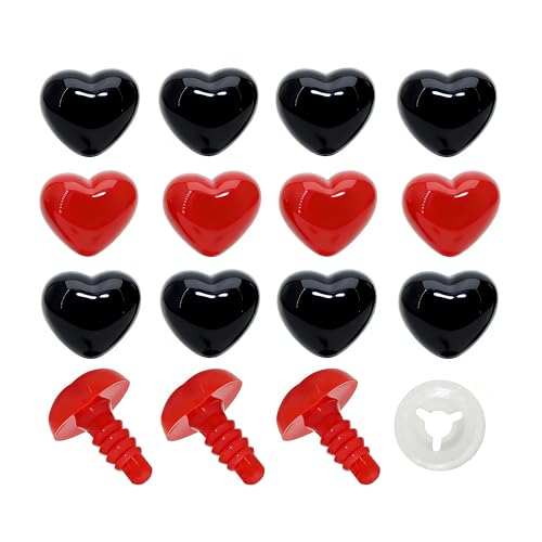 BESTCYC 1Box(100Pcs) 15mm Plastic Safety Eyes Black and Red Stuffed