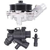 NewYall Engine Water Pump and Thermostat Kit with Bolts Gaskets Connector 5.0L for Jaguar FType XJR XF XFR XK XKR XFR-S XKR-S XJ Land Rover Discovery LR4 Range Rover Range Rover Sport