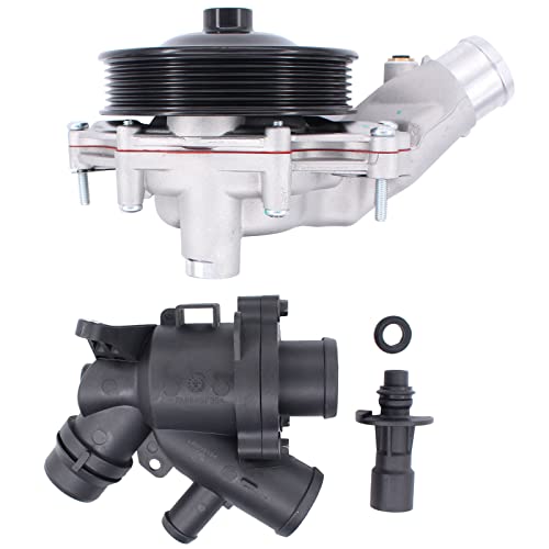 NewYall Engine Water Pump and Thermostat Kit with Bolts Gaskets Connector 5.0L for Jaguar FType XJR XF XFR XK XKR XFR-S XKR-S XJ Land Rover Discovery LR4 Range Rover Range Rover Sport