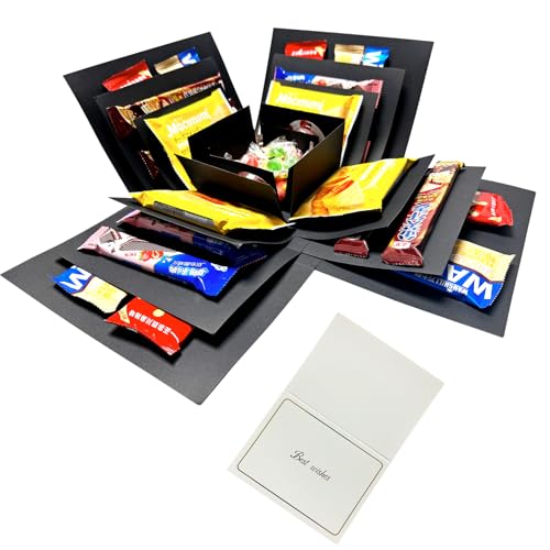 Hryan 5 Layer Gift Box Multi Layered Explosion Photo DIY Box Creative Surprise Picture Gift for Important Days and Holidays. (BLACK)