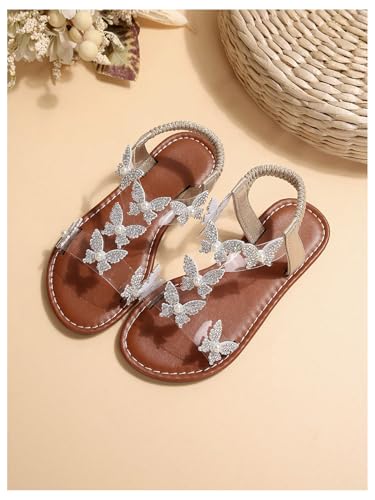 Image of GORGLITTER Girl's Sandals Butterfly Clear Dressy Cute Ankle Strappy Sandal | Girls Dress Sandals, Girls Size 4 Sandals, Big Little Kid Sandals Girls, Cute Sandals