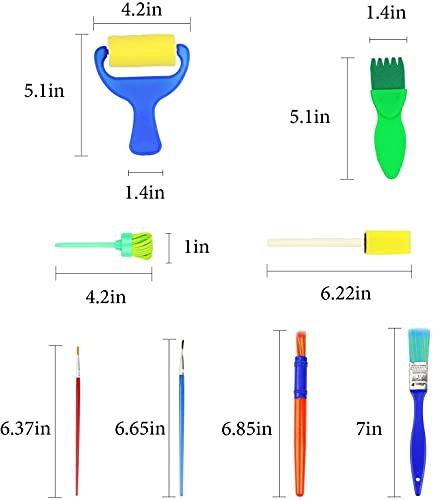 Fallaloe Kids Painting Kits - 31 Pcs Paint Sponges For Kids, Early Diy Learning Kids Include Foam Brushes, Sponge Paint Brushes, Flower Pattern Brush, Waterproof Apron, Brush Set #TOP1