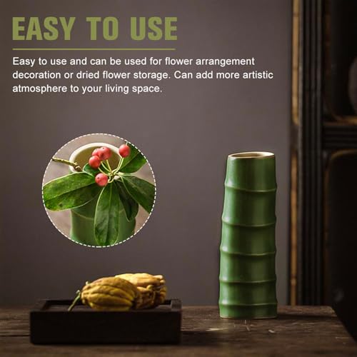 Vase décoratif vert imitation bambou pour sublimer votre salon moderne