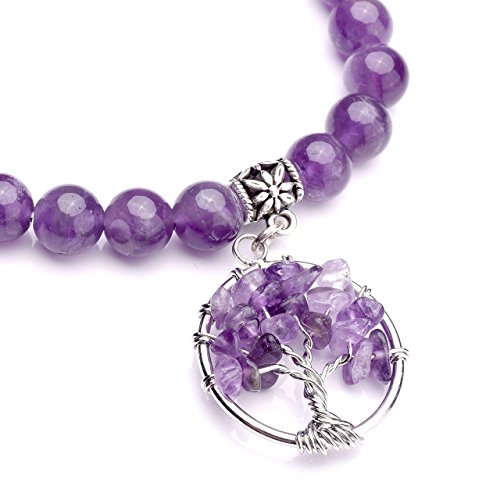 Jovivi 3Pcs 7 Chakras Healing Crystal Bracelet Natural Round Stone Beads Yoga Balancing Quartz Jewelry Tree Of Life Tumbled Gemstone Stretch Bracelet W/Gift Box #TOP4