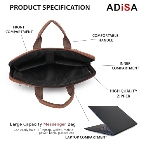 Image of ADISA Laptop Messenger Office Bag Briefcase for Work for Men (LB6056-TAN)