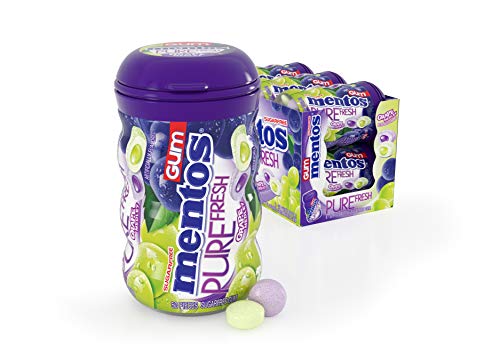 Mentos Pure Fresh Gum Curvy Bottle, Grape Medley, Valentines Day Gifts, 6ct