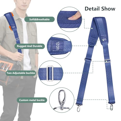 Image of 67 Inch Shoulder Straps, Soft with Ultra-Thick Fixed Shoulder Pad, Two Way Independently Adjustable Buckle Replacement Straps for Laptop Bag Messenger Bag Tool Bag Luggage,MixBlue
